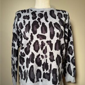 Tahari Black and Gray Animal Print Sweater